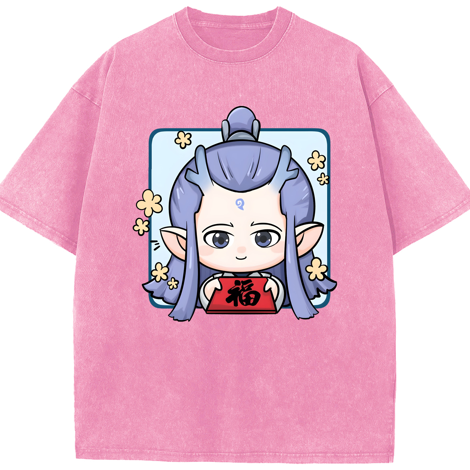 （画像用） Ne Zha 2 ナタ 魔童の大暴れ 綿100% ヴィンテージ風 半袖Tシャツ（フロントプリント）